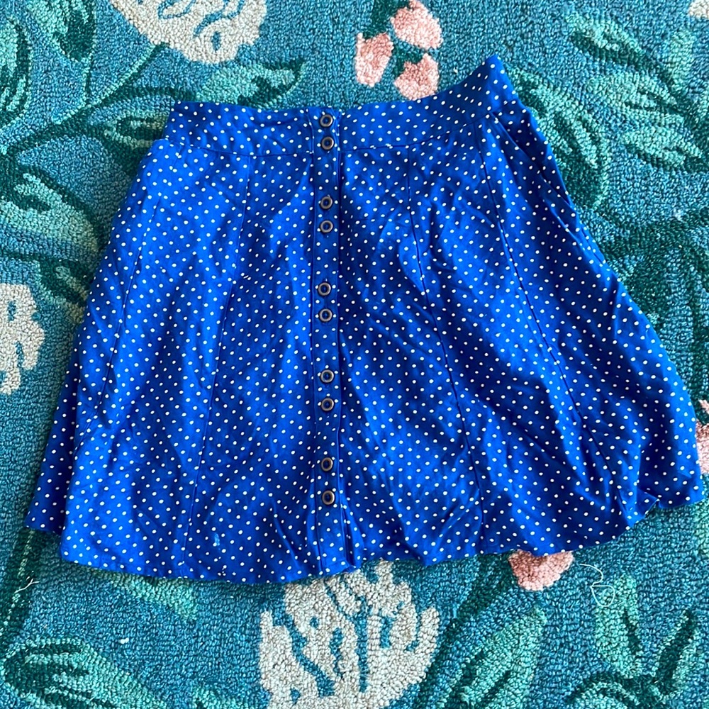 Urban Outfitters Navy Polka Dot Button-up Mini Skirt